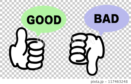 グッド いいね バッド の指アイコンイラスト 117463248