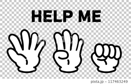 Illustration of a hand sign asking for help 117463249