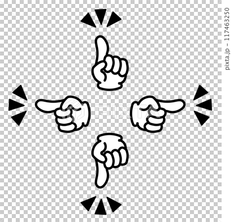位置を差す指差し 指さしアイコンイラスト 位置を差す指差し 指さしアイコンイラスト 117463250