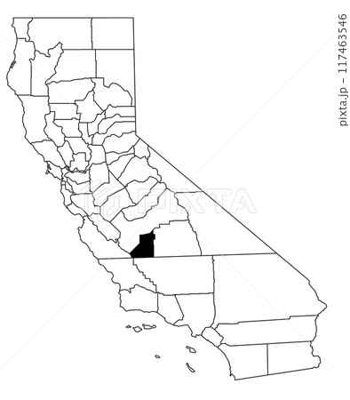 Map of kings County in California state on white background. single County map highlighted by black colour on California map. UNITED STATES, US 117463546