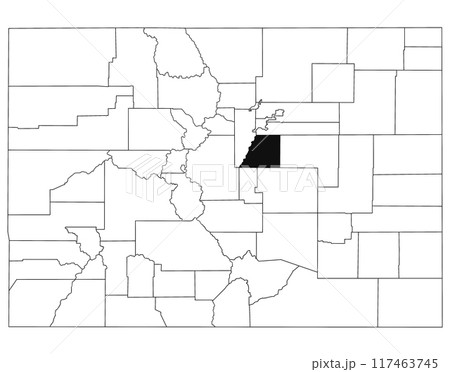 Map of Douglas County in Colorado state on white background. single County map highlighted by black colour on Colorado map. UNITED STATES, US Map of Douglas County in Colorado state on white background. single County map highlighted by black colour on Colorado map. UNITED STATES, US 117463745