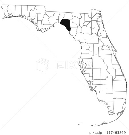 Map of Taylor County in Florida state on white background. single County map highlighted by black colour on Florida map. UNITED STATES, US 117463869