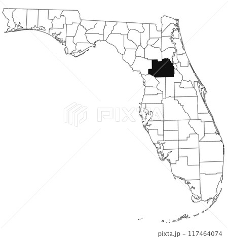Map of Marion County in Florida state on white background. single County map highlighted by black colour on Florida map. UNITED STATES, US Map of Marion County in Florida state on white background. single County map highlighted by black colour on Florida map. UNITED STATES, US 117464074