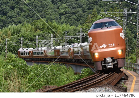 伯備線　第三高梁川橋梁を疾走する　新型273系振子特急 117464790