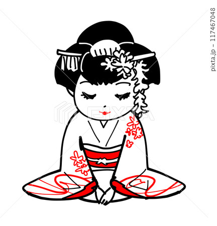 舞妓さん - お辞儀 舞妓さん - お辞儀 117467048