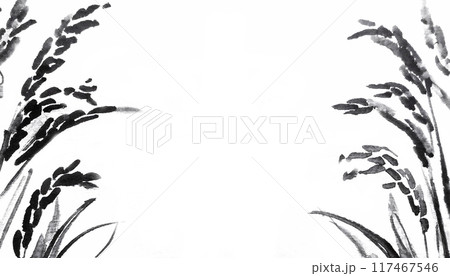 お米　稲の水彩画　イラスト　AI生成画像 117467546