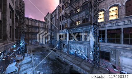 荒廃した都市のイラスト素材 [117468325] - PIXTA