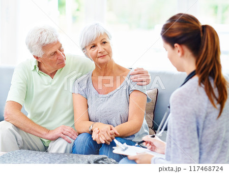 Senior, couple and consultation with therapist for advice in counseling for mental health and support. Psychologist, help and mature people in retirement with therapy for communication in marriage 117468724