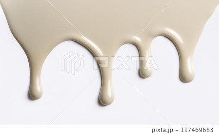 滴り落ちる、液状のホワイトチョコレートの背景 滴り落ちる、液状のホワイトチョコレートの背景 117469683