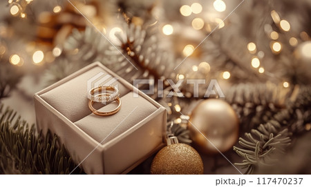 Gold and Diamond Rings in Festive Setting 117470237