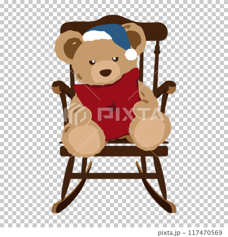 搖椅上昏昏欲睡的泰迪熊的插圖 搖椅上昏昏欲睡的泰迪熊的插圖 117470569