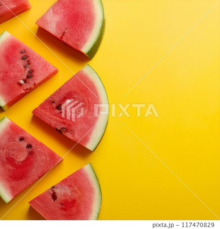 カットしたスイカとコピースペース 117470829