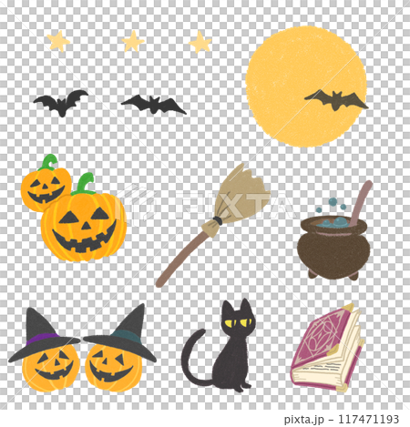 Halloween illustration material mini set [Witch's accessories] 117471193
