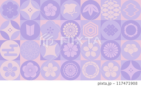 和のアイコンセット（背景・壁紙）紫 117471908
