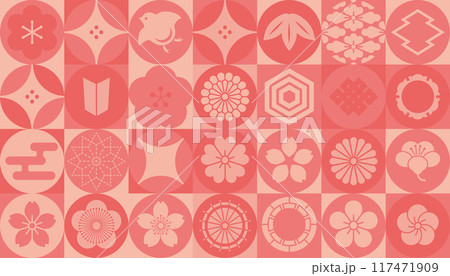 和のアイコンセット(背景・壁紙)ピンク 和のアイコンセット(背景・壁紙)ピンク 117471909