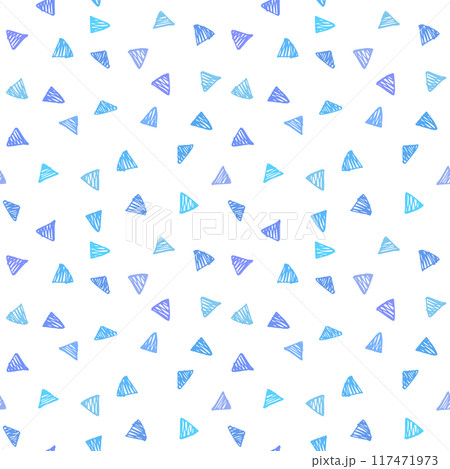 落書き風の三角形・シームレスパターン(青) 落書き風の三角形・シームレスパターン(青) 117471973