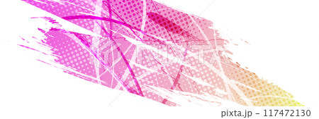 Abstract Background with Pink and Yellow Gradient Brush Texture and Halftone Effect. Grunge Sport Background, for Event Banner or Poster Design 117472130