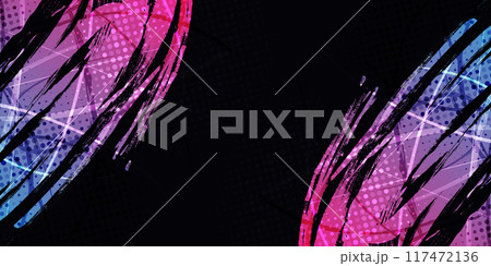 Abstract Background with Red and Blue Gradient Brush Texture and Halftone Effect. Grunge Sport Background, for Event Banner or Poster Design 117472136