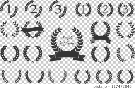 Simple black laurel wreath and frame set Simple black laurel wreath and frame set 117472846