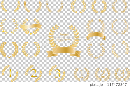 Simple gold laurel wreath set Simple gold laurel wreath set 117472847