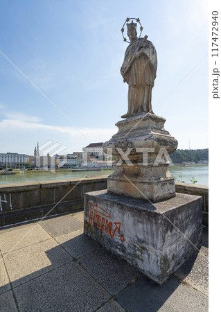 the statue of St. John of Nepomuk in Linz, Austria the statue of St. John of Nepomuk in Linz, Austria 117472940