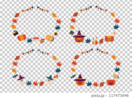 Halloween ghost and pumpkin oval frame set of 4 117473046