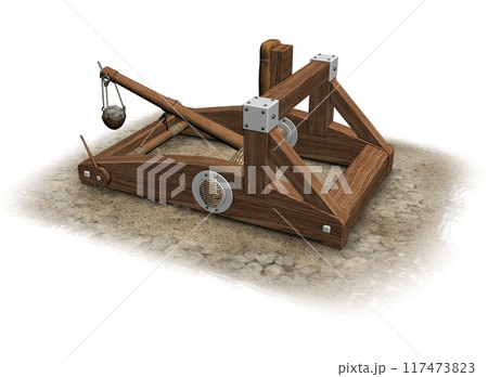 balista, catapult, 3d visualization, illustration 117473823