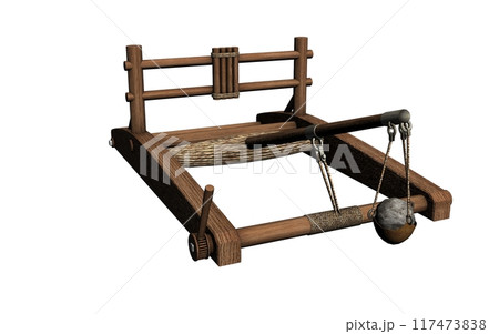 balista, catapult, 3d visualization, illustration 117473838