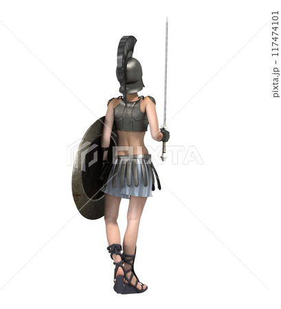 warrior woman character isolated on white background, 3D rendering, cg illustration warrior woman character isolated on white background, 3D rendering, cg illustration 117474101