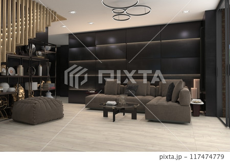 residential interior visualization, 3D illustration, cg residential interior visualization, 3D illustration, cg 117474779