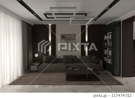 residential interior visualization, 3D illustration, cg 117474782