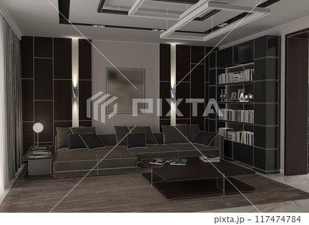 residential interior visualization, 3D illustration, cg residential interior visualization, 3D illustration, cg 117474784