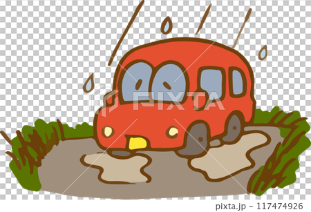 雨天停車場裡的鬱悶車 117474926