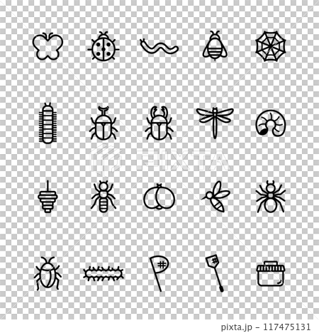 シンプルな虫のアイコンセット素材 117475131