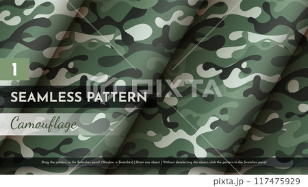 Seamless Camouflage Pattern. War Illustration. Traditional Military Texture. Army Modern Background 117475929