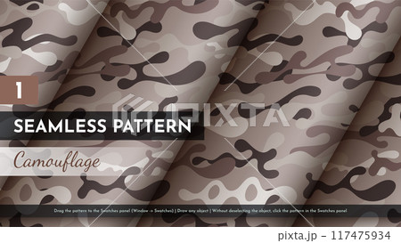 Seamless Camouflage Pattern. War Illustration. Traditional Military Texture. Army Modern Background Seamless Camouflage Pattern. War Illustration. Traditional Military Texture. Army Modern Background 117475934