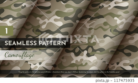 Seamless Camouflage Pattern. War Illustration. Traditional Military Texture. Army Modern Background Seamless Camouflage Pattern. War Illustration. Traditional Military Texture. Army Modern Background 117475935
