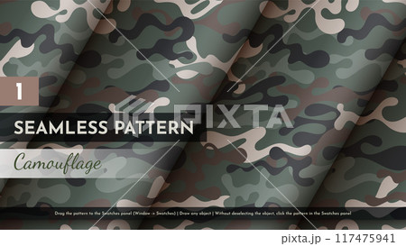 Seamless Camouflage Pattern. War Illustration. Traditional Military Texture. Army Modern Background 117475941