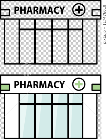 薬局の建物のイラスト素材セット 117476019