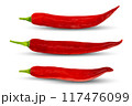 Red chili peppers isolated on white background with clipping path 117476099
