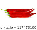 Red chili peppers isolated on white background with clipping path 117476100