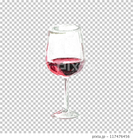 水彩絵の具で描いた赤ワイングラス 水彩絵の具で描いた赤ワイングラス 117476456