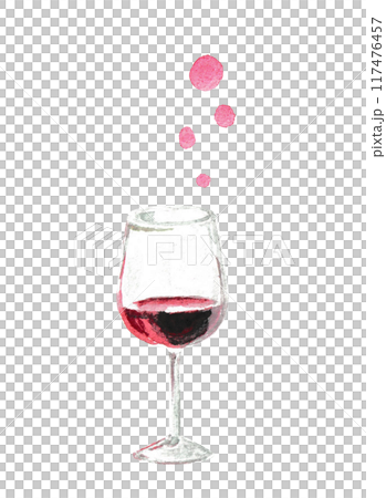 水彩絵の具で描いた赤ワインのイメージ 117476457