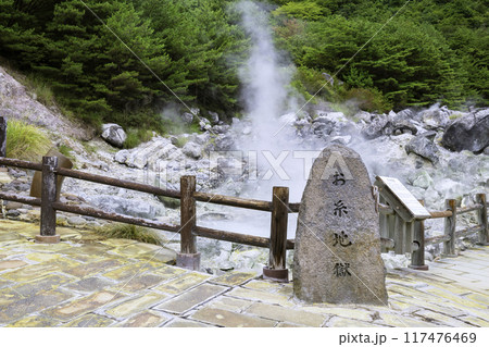 硫黄の匂いが漂う雲仙地獄　お糸地獄（長崎県雲仙市小浜町） 117476469