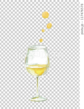 Image of white wine painted with watercolors 117476578