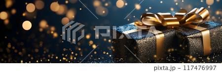 Elegant Black Friday Sale Banner with Luxurious Gold Accents 117476997