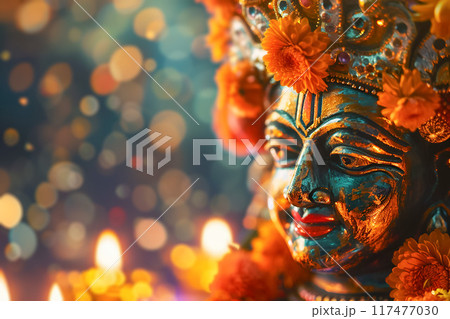 Happy Dussehra background with bokeh lights 117477030