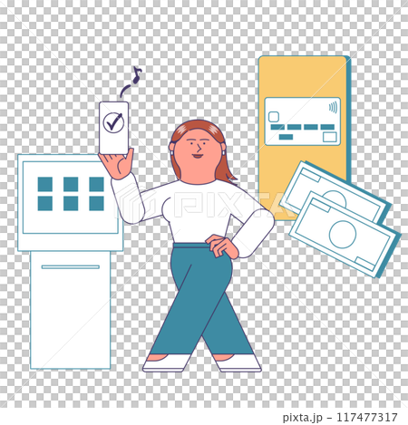 女人操作自動取款機 117477317