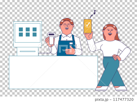 支付在收款機的婦女 117477320