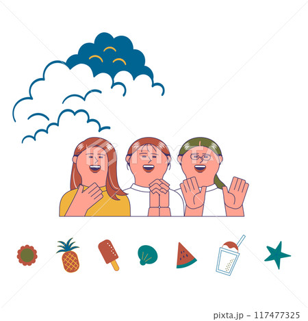 笑顔の女性　夏 117477325